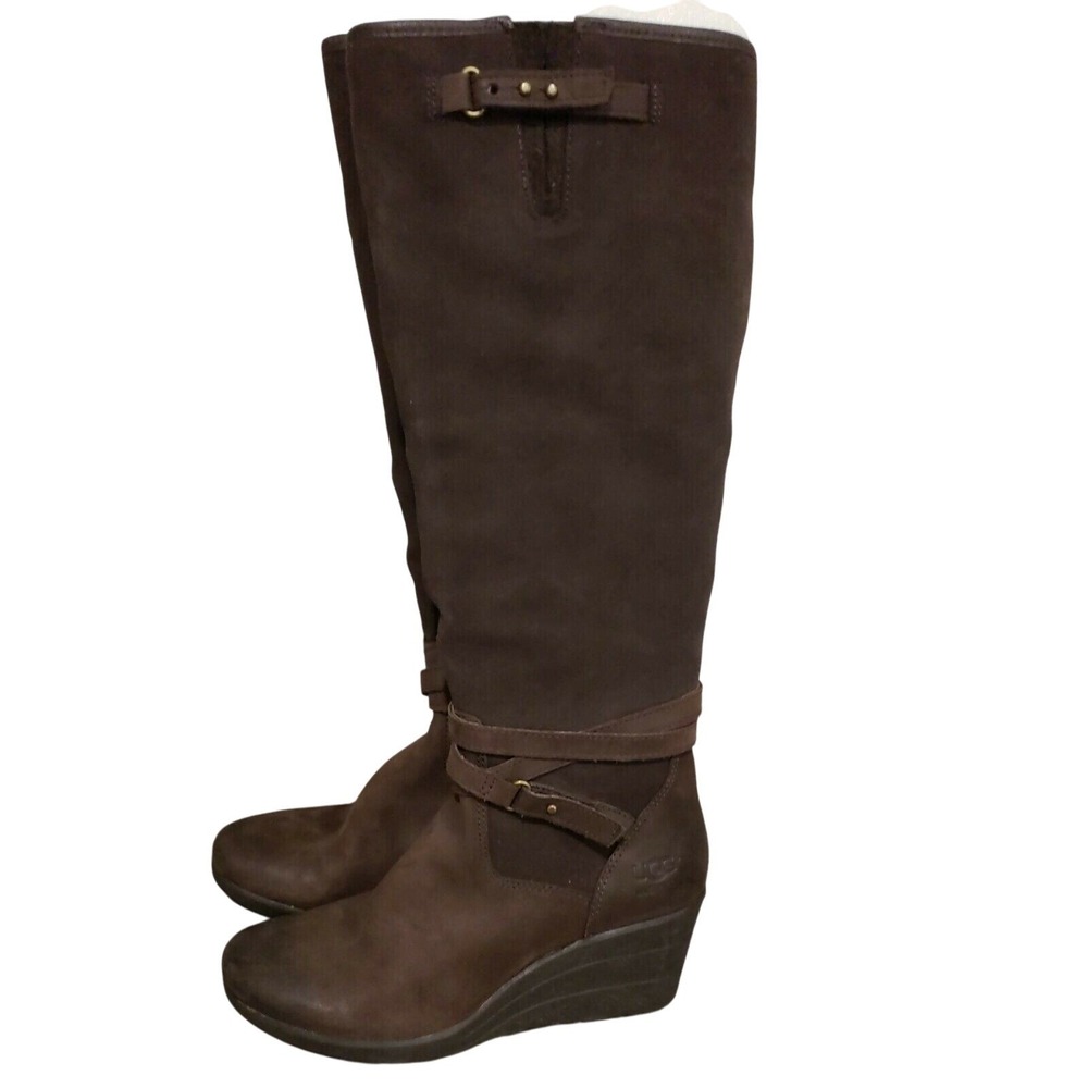 UGG BOOTS‎ WOMENS 6 LESLEY SUEDE KNEE HIGH WEDGE WATERPROOF 005266 $500 MSRP